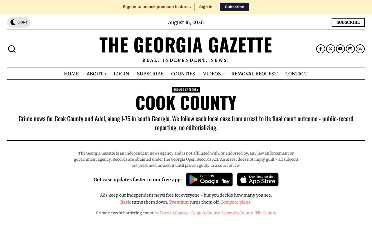 Unofficial Georgia Gazette Cook County arrest listing category